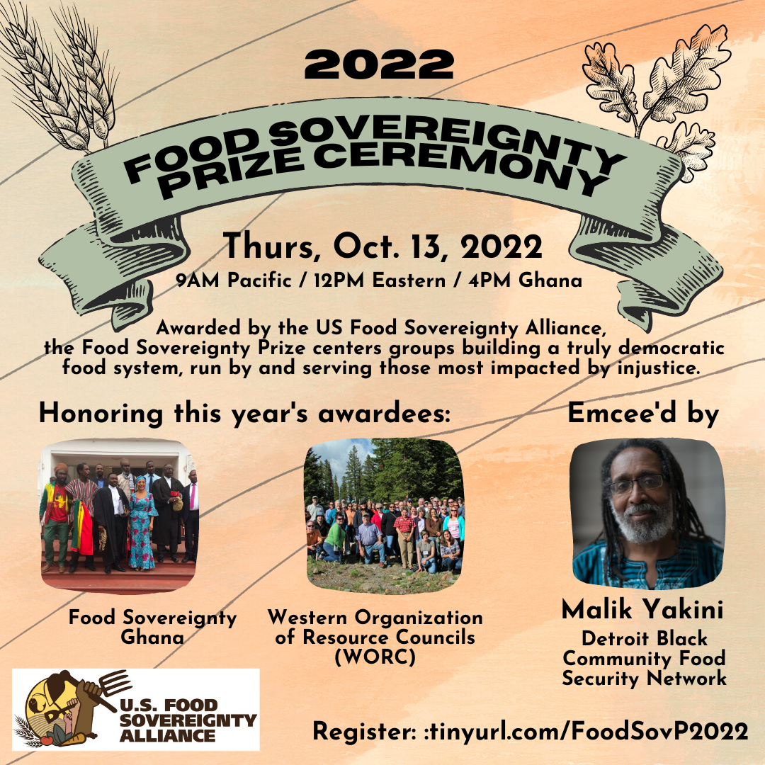 Register for the Food Sovereignty Prize Ceremony Now!
